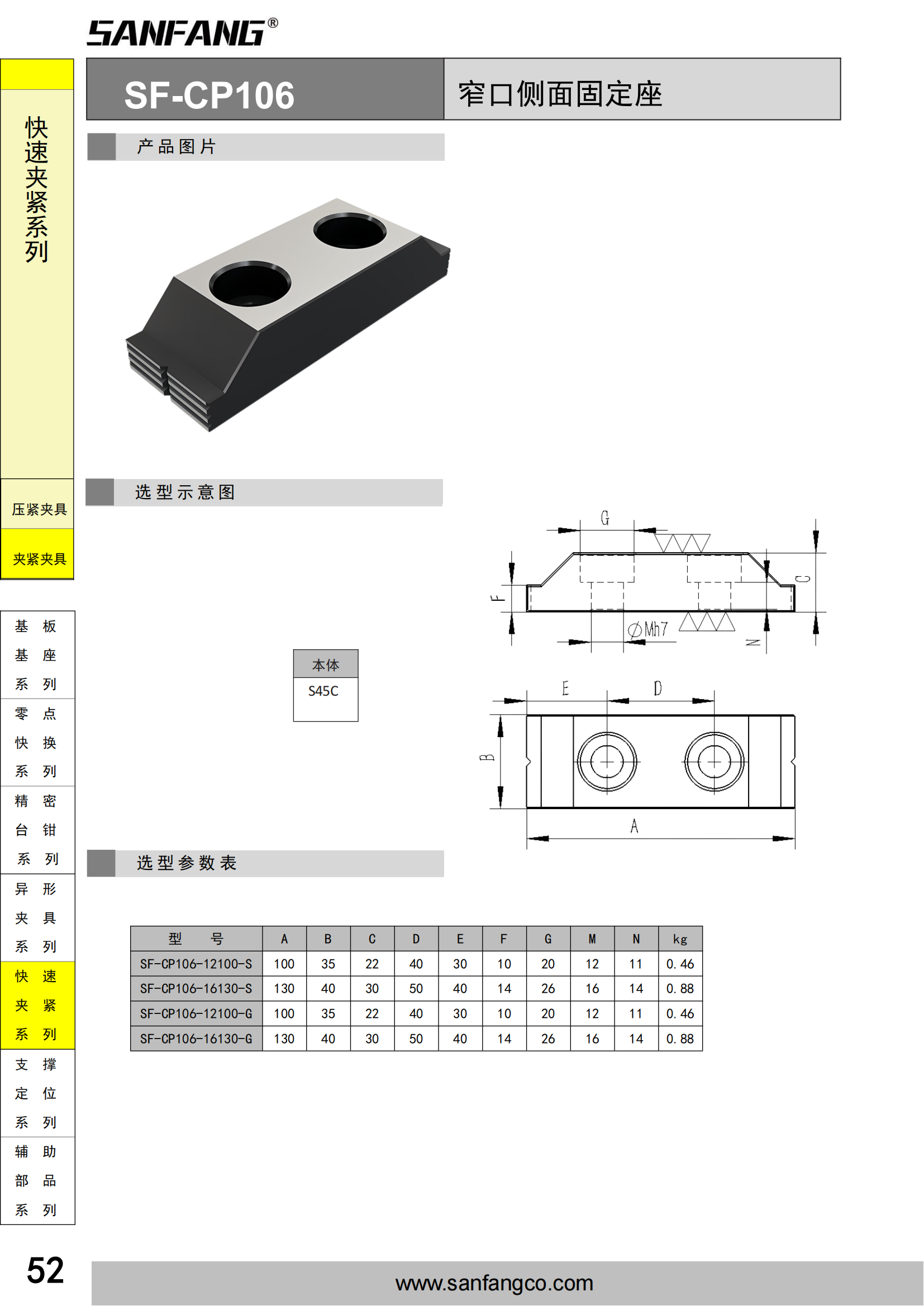 窄口側(cè)面固定座